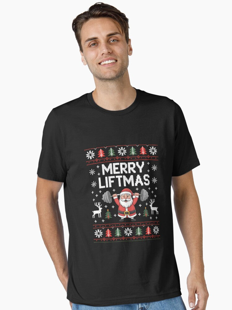 Ugly Christmas GYM Lovers Weightlifters Merry Liftmas Christmas Essential TShirt T-Shirt | Vintage Christmas Look | Perfect For Daily Wear