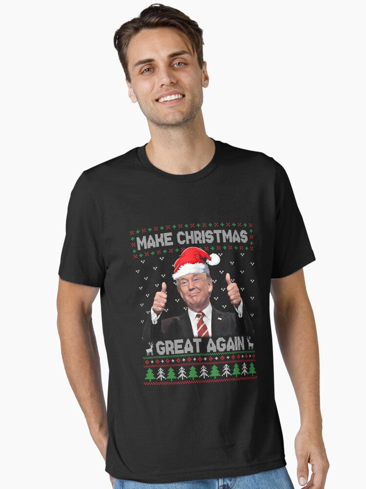 Funny Trump Make Christmas Great Again Ugly Sweater Xmas T Shirt Essential TShirt T-Shirt | Fan Favorite Artwork | Perfect For Daily Wear