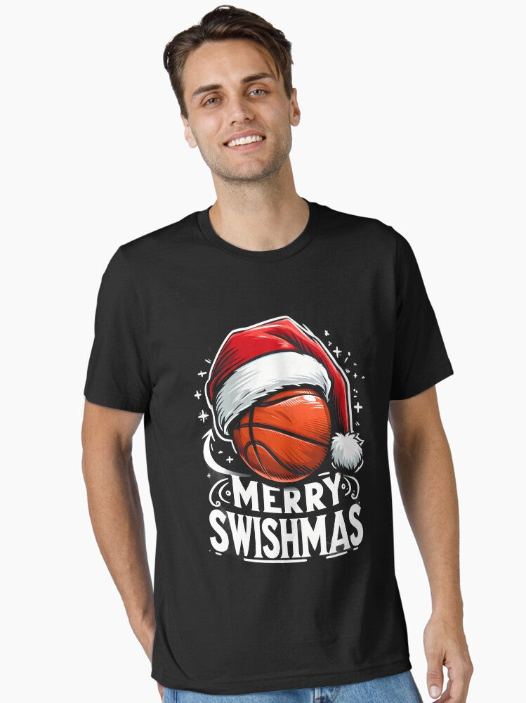 Merry Swishmas Ugly Christmas Basketball Christmas Essential T-shirt | Trendy Graphic Tee | Casual Unisex T-shirt
