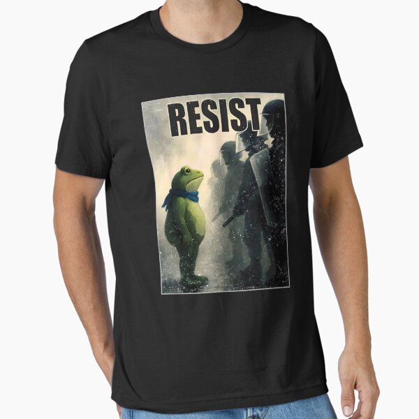 Portland Frog Protest, Anti ICE, Anti Fascism, Anti Trump, Vintage Activist, Resistance Essential T-Shirt for Sale by Haupalette