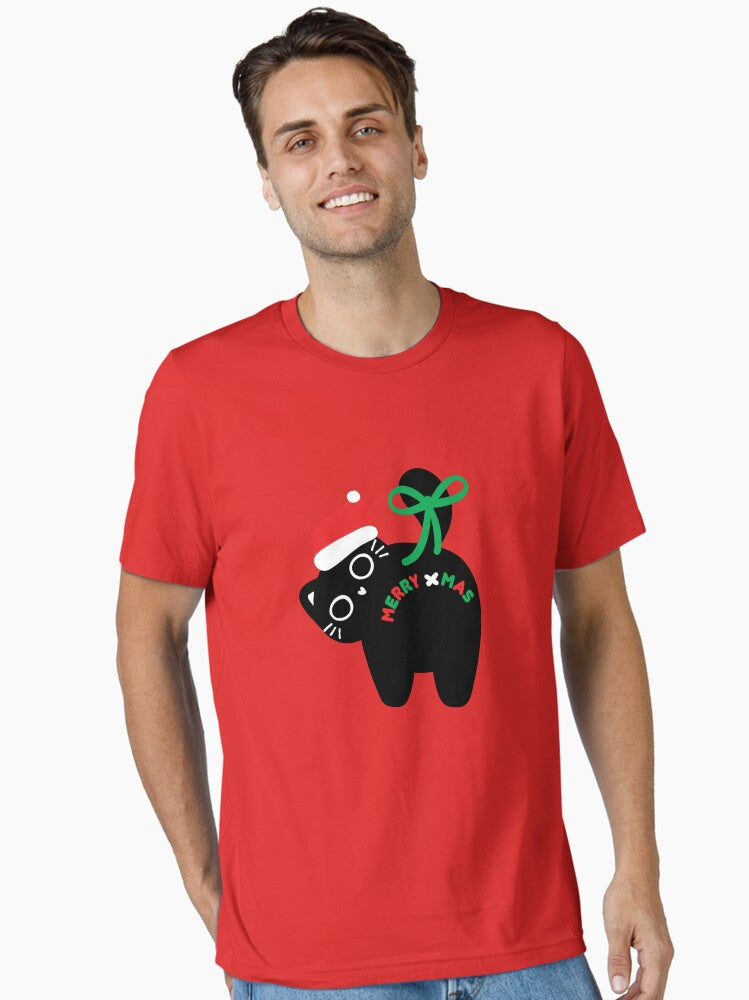 Funny Christmas Cat Great Holiday Gifts for Cat Lovers Funny Merry Xmas Cat Essential TShirt T-Shirt | Cute Festive Style | Top Pick For Gifting