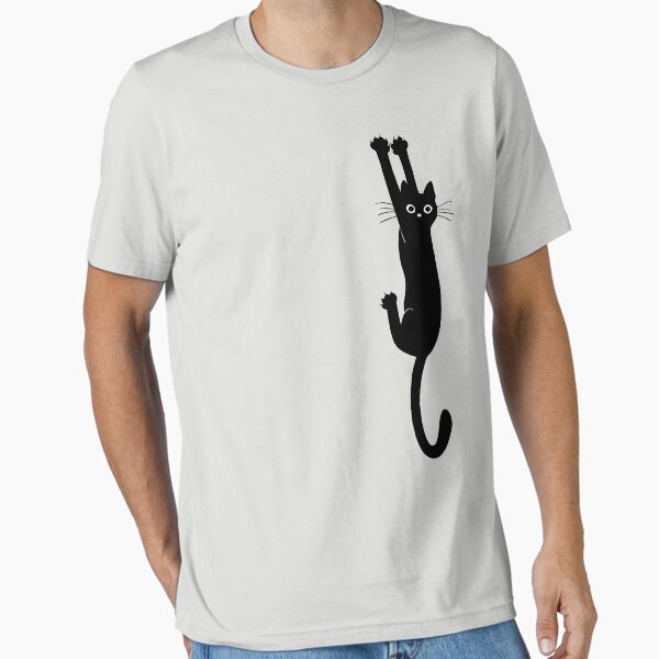 "Black Cat Holding On" Essential T-Shirt for Sale by ShortCoffee