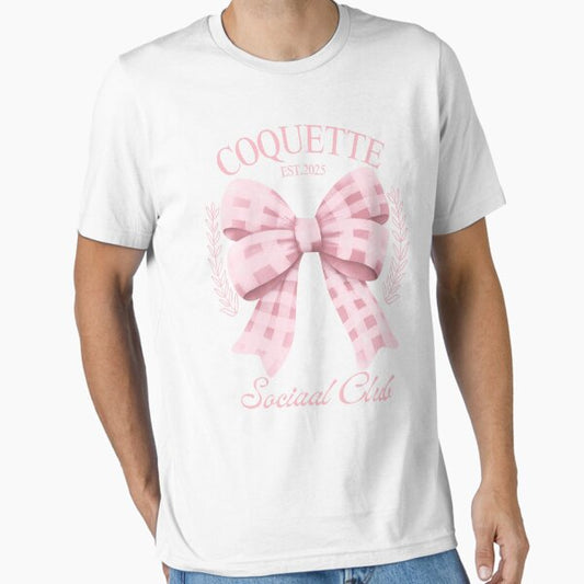 Pink Bow Coquette Est.2025 Social Club  Essential T-Shirt for Sale by thebest-2studio