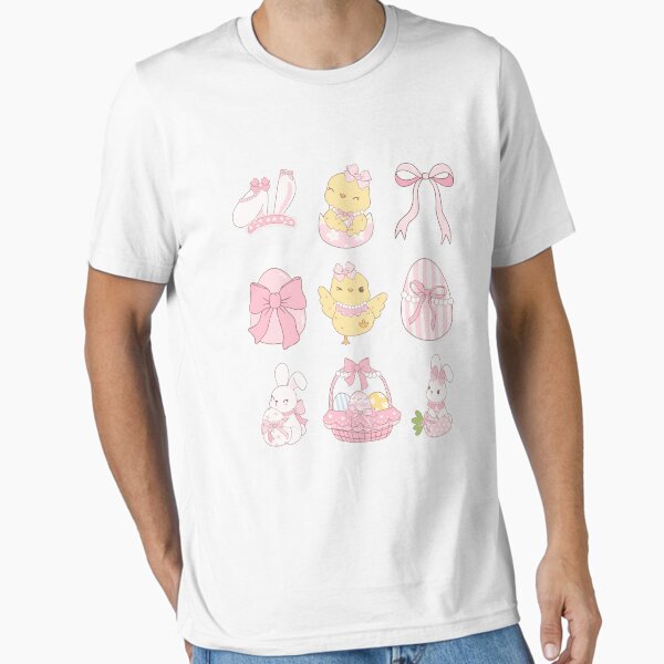 Easter Day Coquette Cute Bunny Chick Easter Egg Coquette Bow Girls Essential T-Shirt for Sale by thebest-2studio