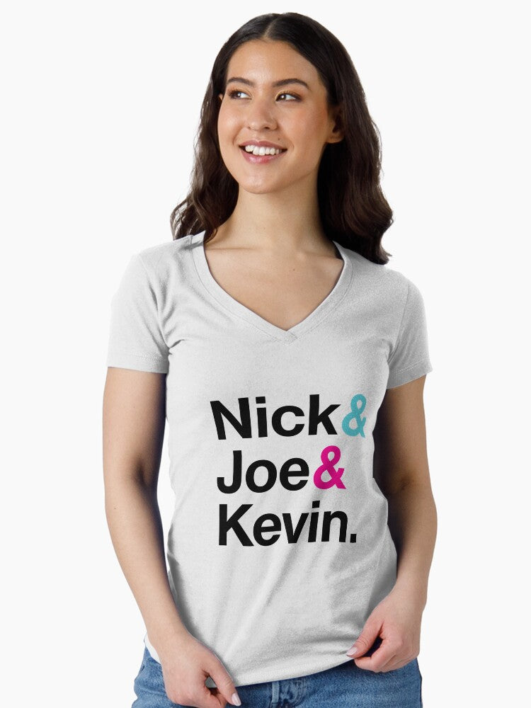 Jonas Names Ampersand Style Fitted V-Neck T-Shirt T-Shirt | Trending Design | Great Gift Idea