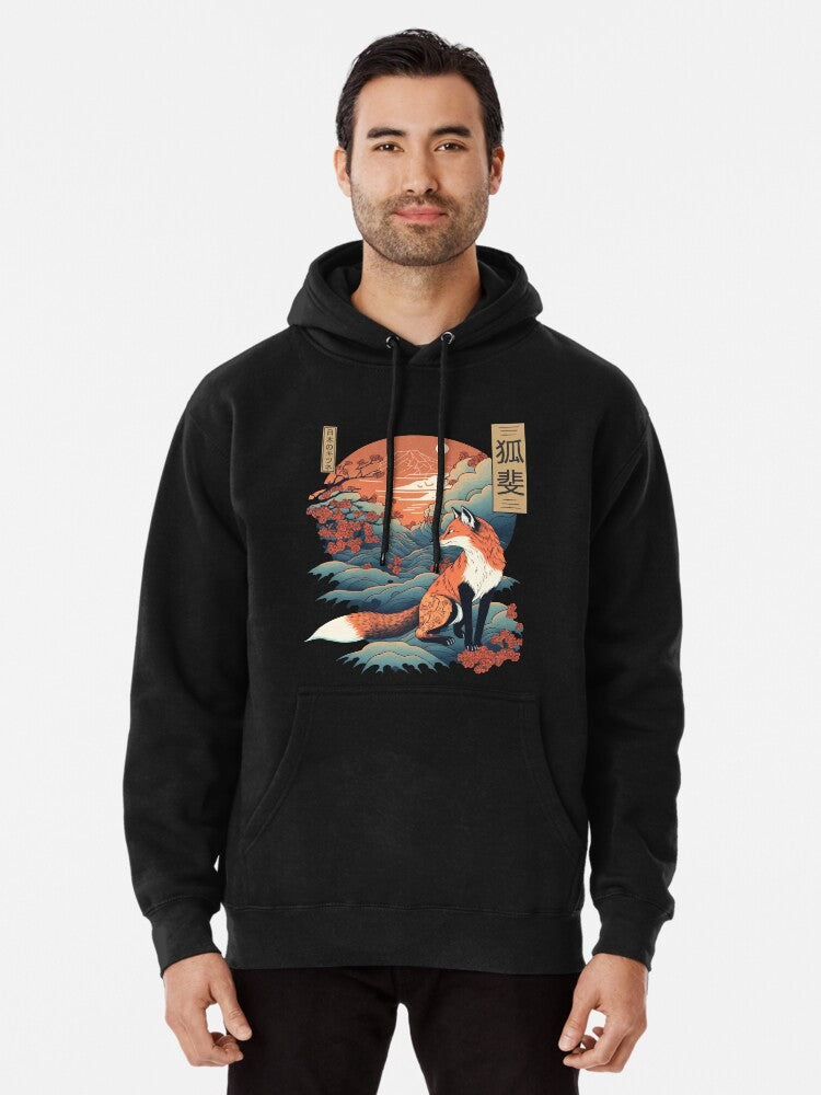 Japanese Fox 5 Pullover Hoodie