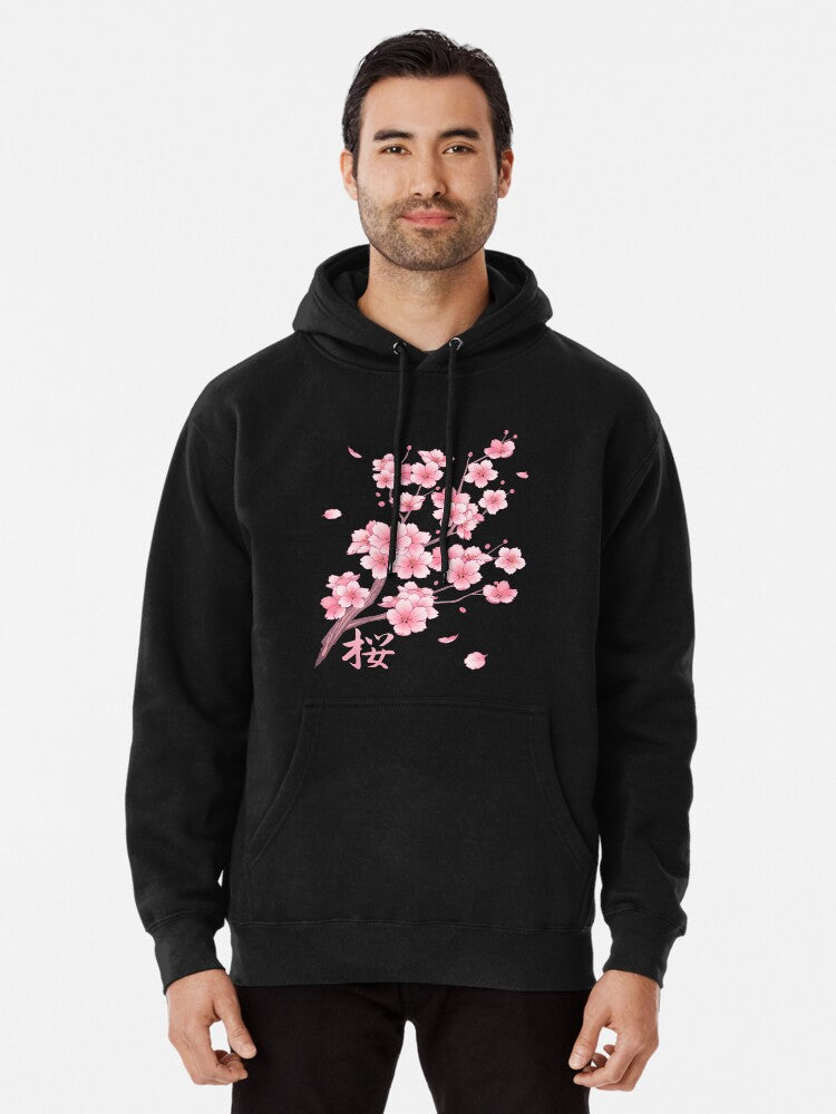 Falling Sakura Cherry Blossom Pullover Hoodie