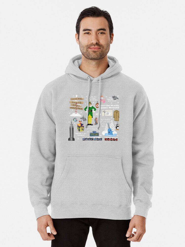 Buddy the Elf collage, Blue background Pullover Hoodie