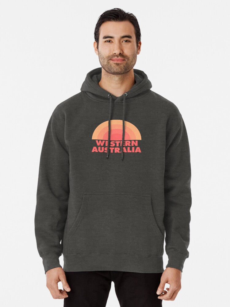 Western Australia Rainbow Retro Orange Pullover Hoodie