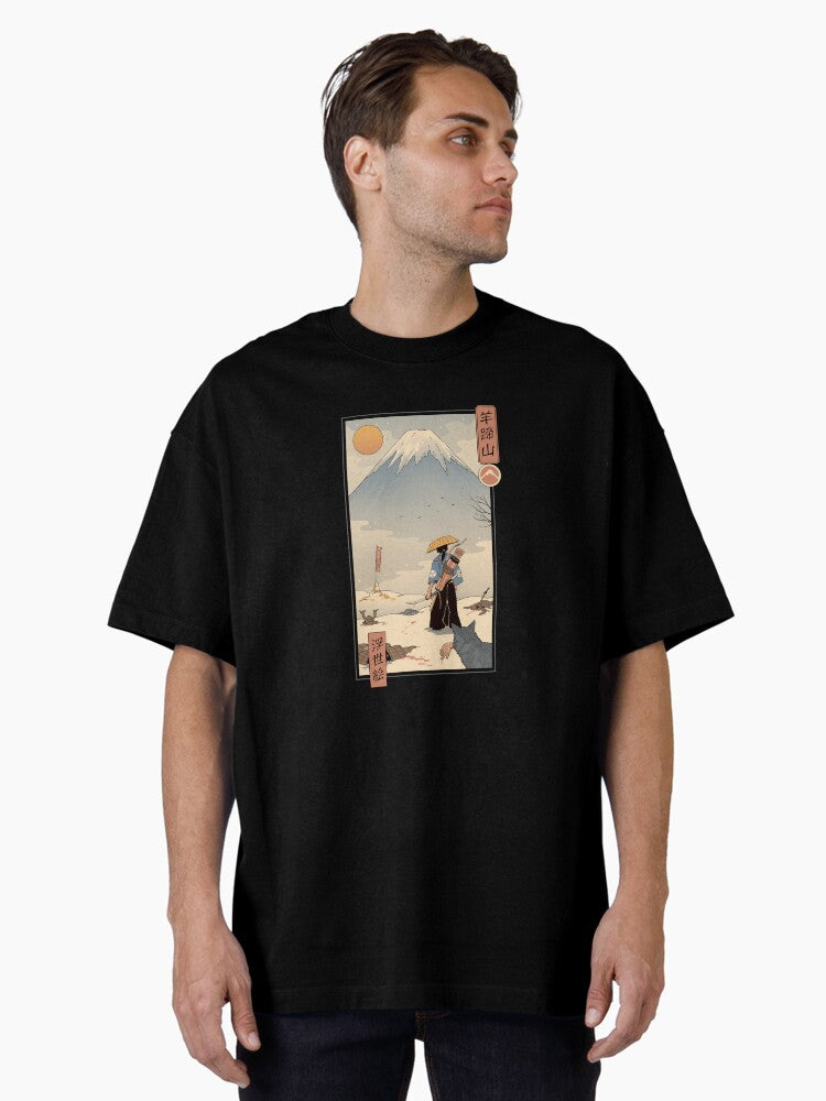 Samurai Of Mount Yotei Ukiyo-e Japanese Art Print Oversized T-shirt | Trendy Graphic Tee | Casual Unisex T-shirt