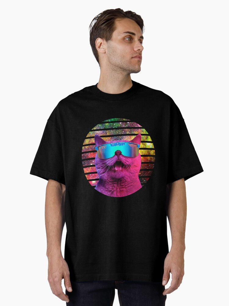 Happy Cat Universe Sunglasses Sunset Oversized T-Shirt T-Shirt | Best-Selling Artwork | Great Gift Idea