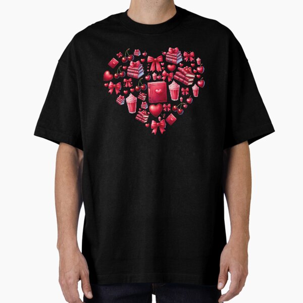 Coquette Cherry Book Lover Heart Oversized T-Shirt for Sale by Auchi26