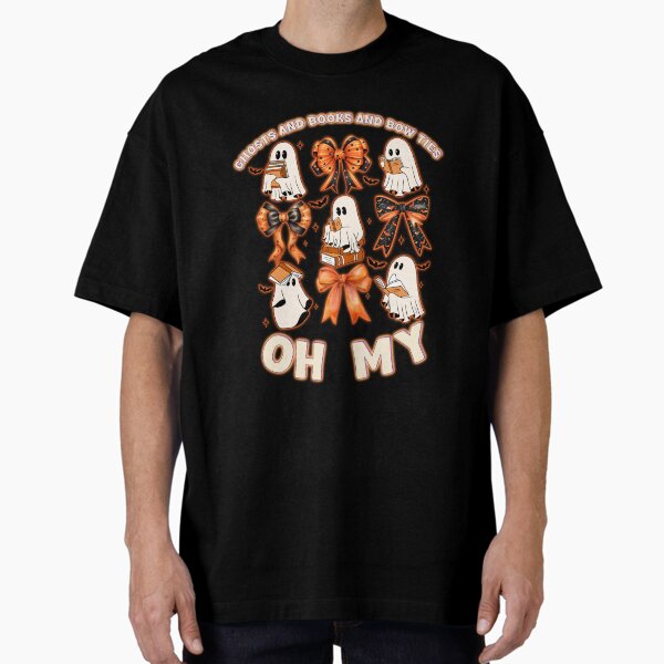 Ghosts and Books and Bow Ties Oh My | Coquette Pattern | Funny Halloween | Book Lovers Oversized T-Shirt for Sale by TammarsDesigns