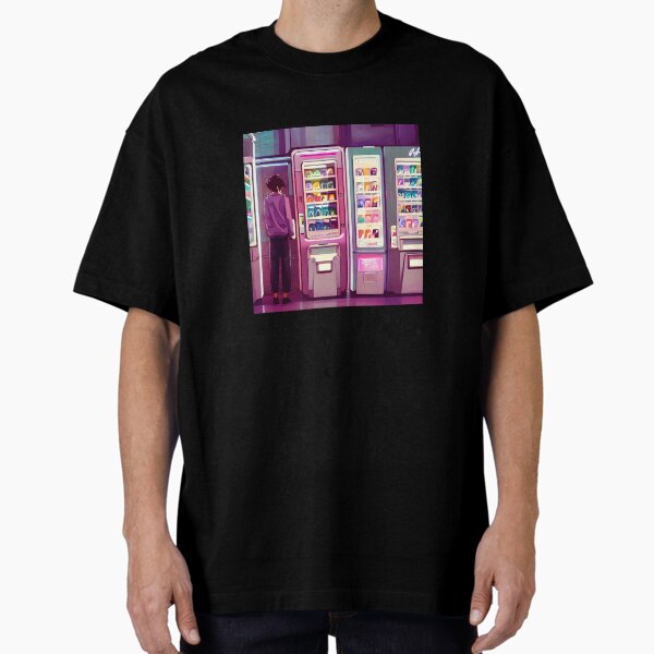 "‘Vending Machines’ Aesthetic Lofi Anime Illustration of a Boy Standing Next to Vending Machines" Oversized T-Shirt for Sale by AVBDesigns20