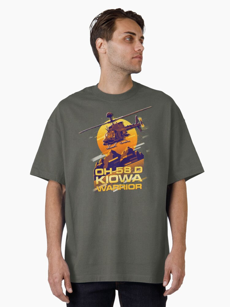 Oh-58 D Kiowa Warrior -us Army Observation And Reconnaissance Helicopter Oversized T-shirt | Premium Basketball Jersey | Fan Edition Apparel