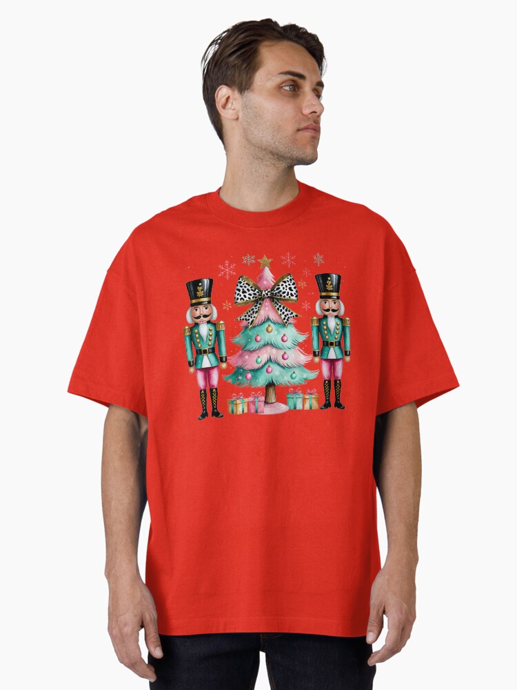Nutcrackers and Christmas Tree Oversized TShirt T-Shirt | Vintage Christmas Look | Trending Festive Apparel