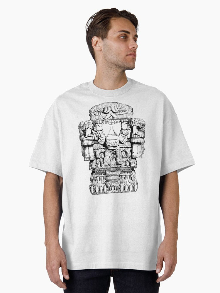 Coatlicue Mother of Gods Aztec Statue Line Art Oversized T-Shirt T-Shirt | Exclusive Edition | Must-Have Style