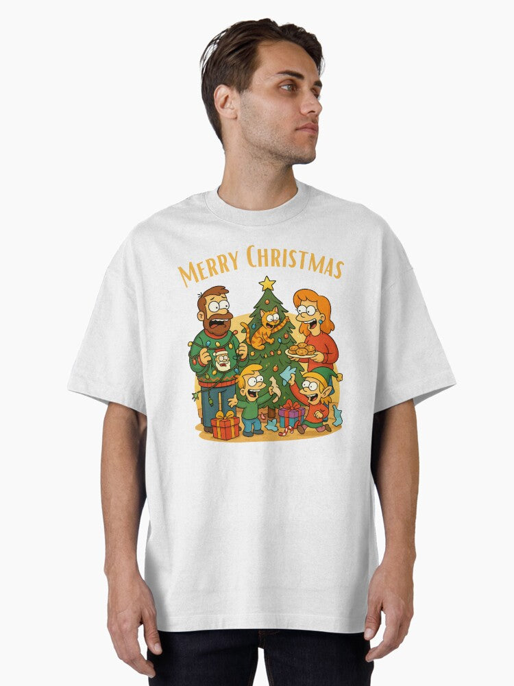 Funny Family Christmas Chaos Cartoon Holiday Art Oversized TShirt T-Shirt | Fan Favorite Artwork | Perfect Holiday Gift