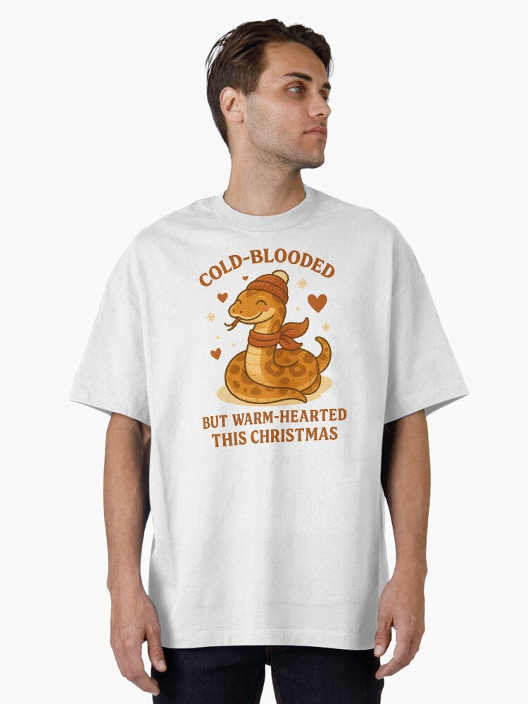 Christmas Snake ColdBlooded but WarmHearted This Christmas Oversized TShirt T-Shirt | High-Quality Print | Trending Festive Apparel
