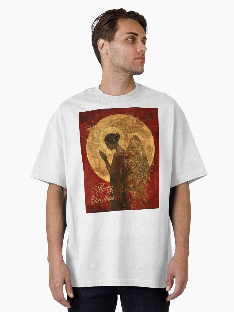 Merry Christmas Sacred Angel Oversized TShirt T-Shirt | Vintage Christmas Look | Perfect Holiday Gift