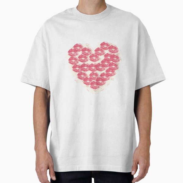 Valentines Day Coquette pink kisses Oversized T-Shirt by HarajukuTrend