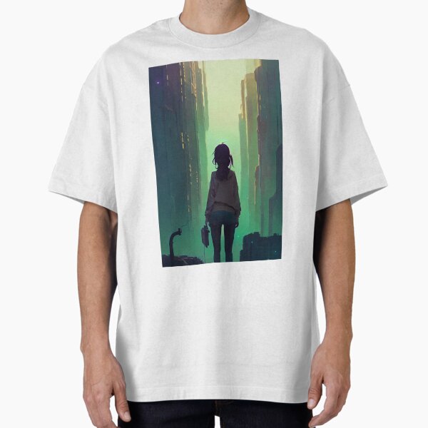 "Anime Girl Vibing in Streets Lofi Scenario Landscape" Oversized T-Shirt for Sale by Trendy-Now