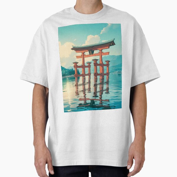 " Japanese Torii Gate Bridge Itsukushima" Oversized T-Shirt for Sale by SakuraHaven