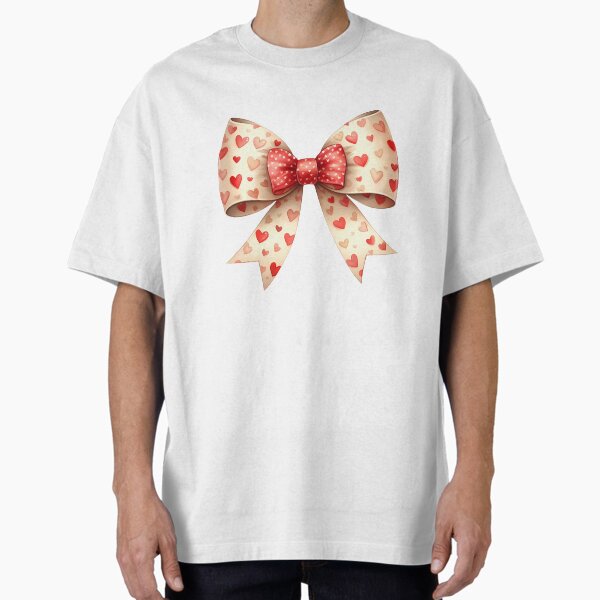 Cute Red Coquette Bow, Valentines Oversized T-Shirt for Sale by stylishdzign