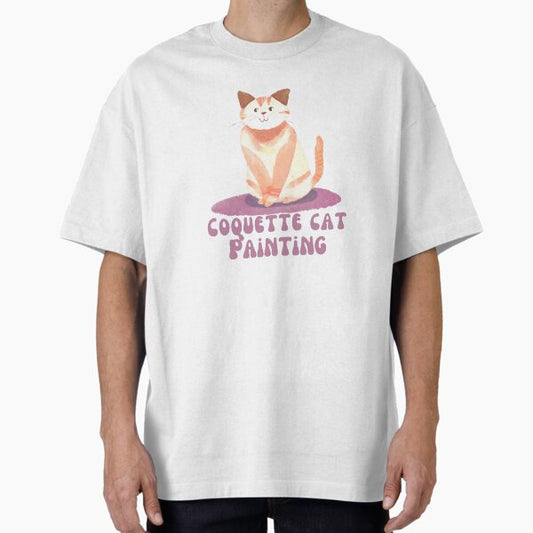 coquette cat funny painting cute cat lovers Oversized T-Shirt for Sale by ParadiseAnimal