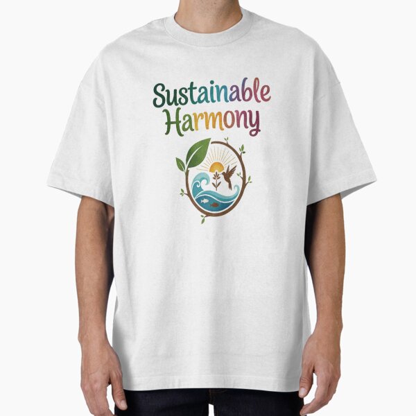 "Sustainable Harmony Nature and Wildlife Illustration" Oversized T-Shirt for Sale by PrintBreeze