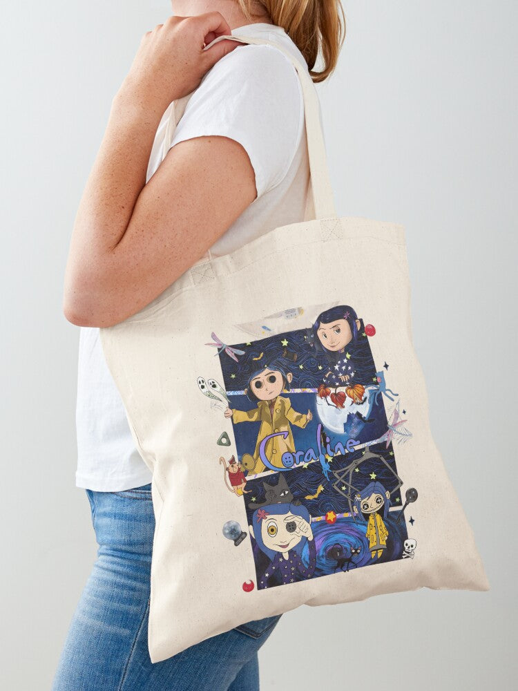 Cartoon Halloween Horror 90s Movie Girl Funny Retro Tote Bag | Spooky Halloween Tote Bag | Trendy Reusable Bag