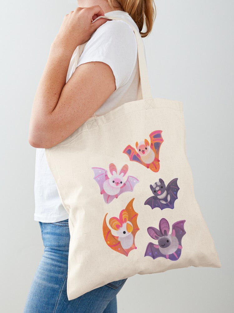 Bat - Yellow Tote Bag | Cute Halloween Tote Bag | Reusable Eco Shopping Bag