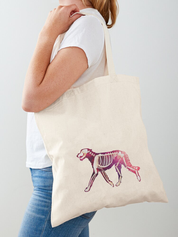 Galaxy Irish Wolfhound Skeleton Tote Bag | Cute Halloween Tote Bag | Reusable Eco Shopping Bag
