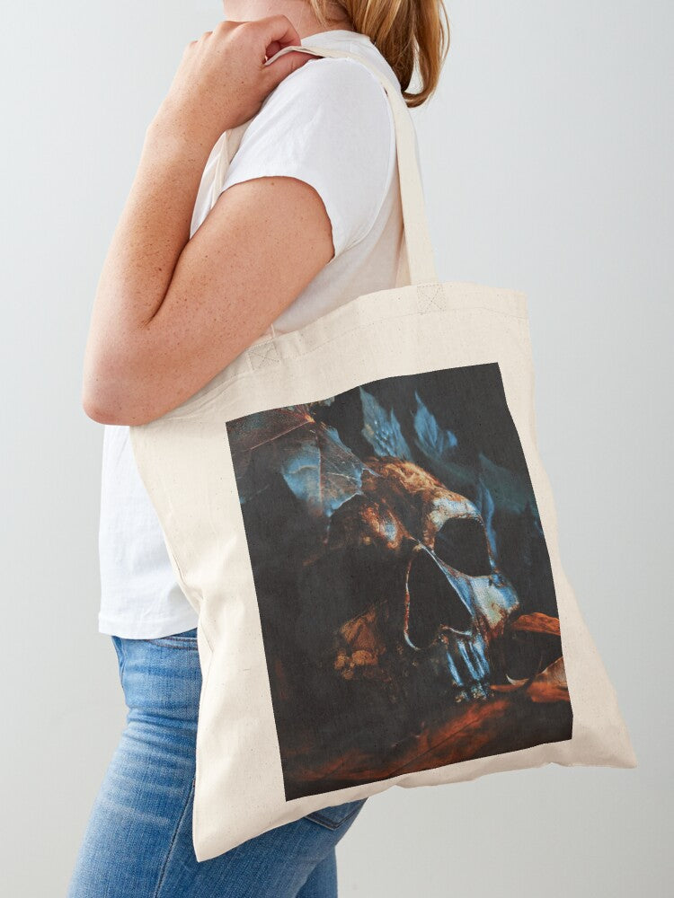 Autumn Skull Tote Bag | Cute Halloween Tote Bag | Reusable Eco Shopping Bag