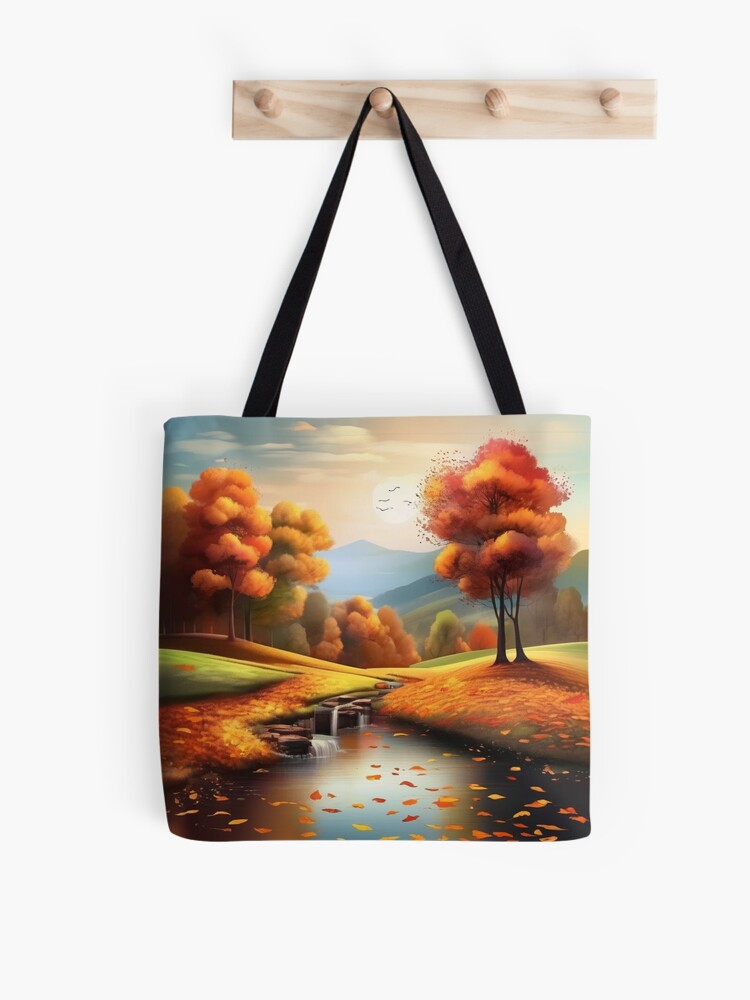 Autumn Landscape Tote Bag | Cute Halloween Tote Bag | Reusable Eco Shopping Bag