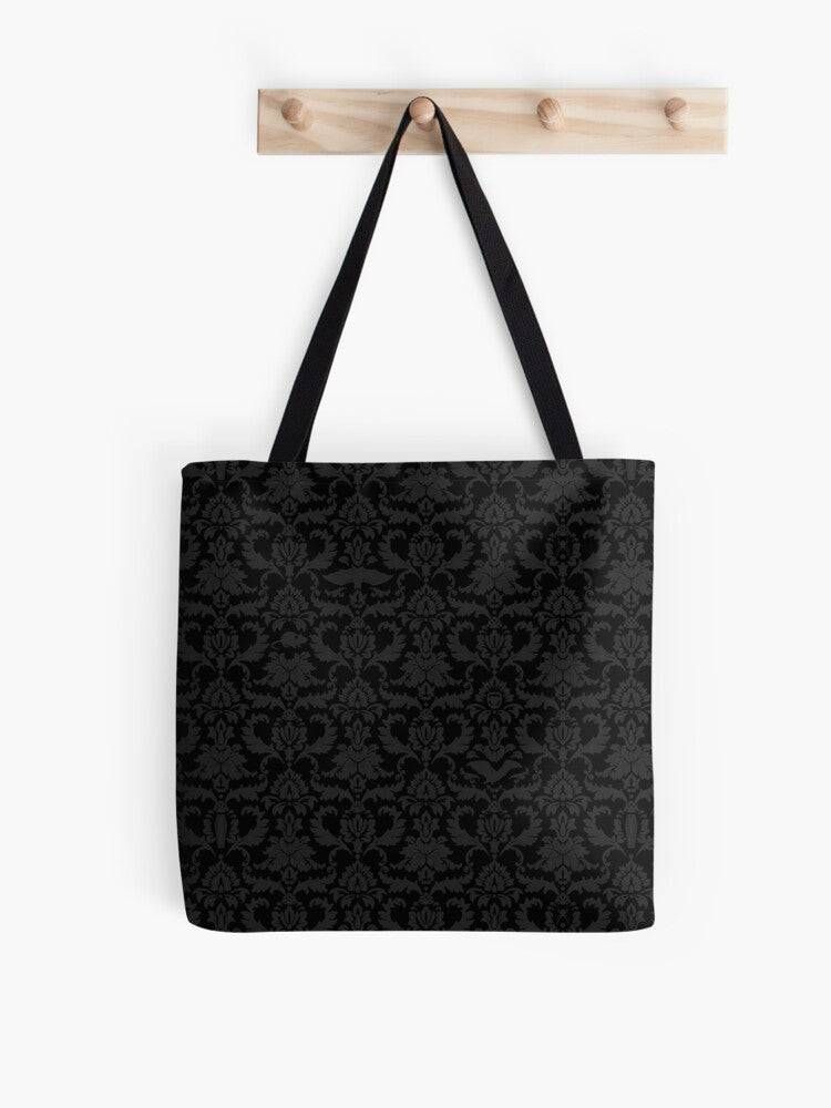 Victorian Gothic Pattern Black Tote Bag | Cute Halloween Tote Bag | Reusable Eco Shopping Bag