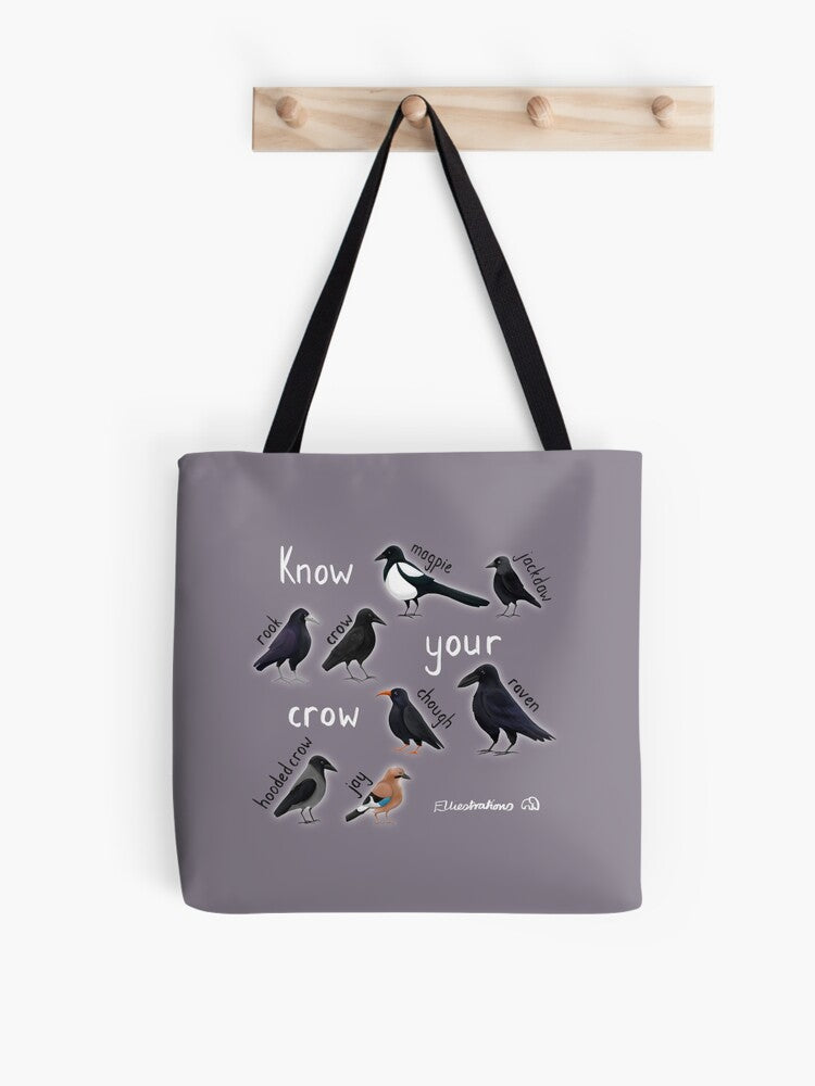 Know Your Crow Tote Bag | Cute Halloween Tote Bag | Reusable Eco Shopping Bag
