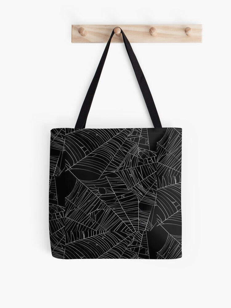 Elegant White Spiderweb On Black Spooky Chic Design Tote Bag | Cute Halloween Tote Bag | Reusable Eco Shopping Bag