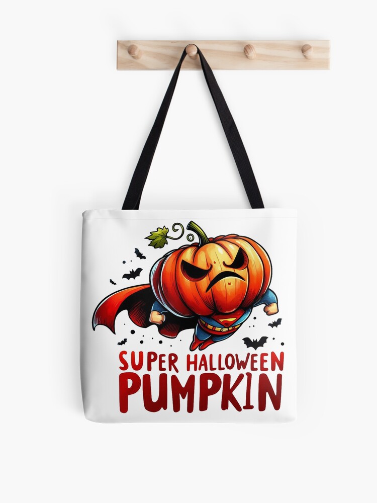 Halloween Pumpkin Hero Tote Bag | Spooky Halloween Tote Bag | Trendy Reusable Bag