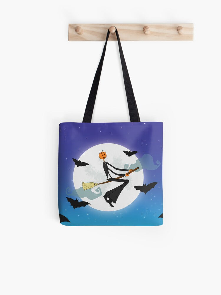 Edgar The Pumpkin Moonlight No Title Tote Bag | Cute Halloween Tote Bag | Reusable Eco Shopping Bag