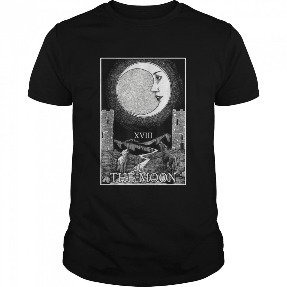 The Moon and Dogs Tarot Card Occult Goth Halloween Gothic T shirt