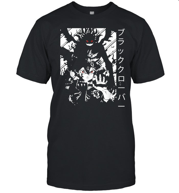 Vintage Japanese Anime Fantasy Clover Arts Black Manga Otaku shirt