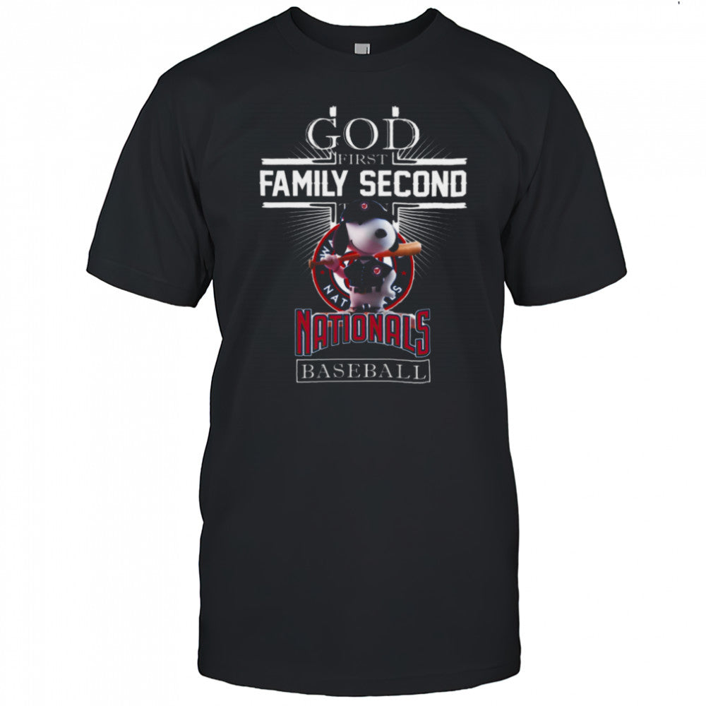 Washington Nationals Shop Snoopy God First Family Second Then Washington Nationals Baseball T Shirt