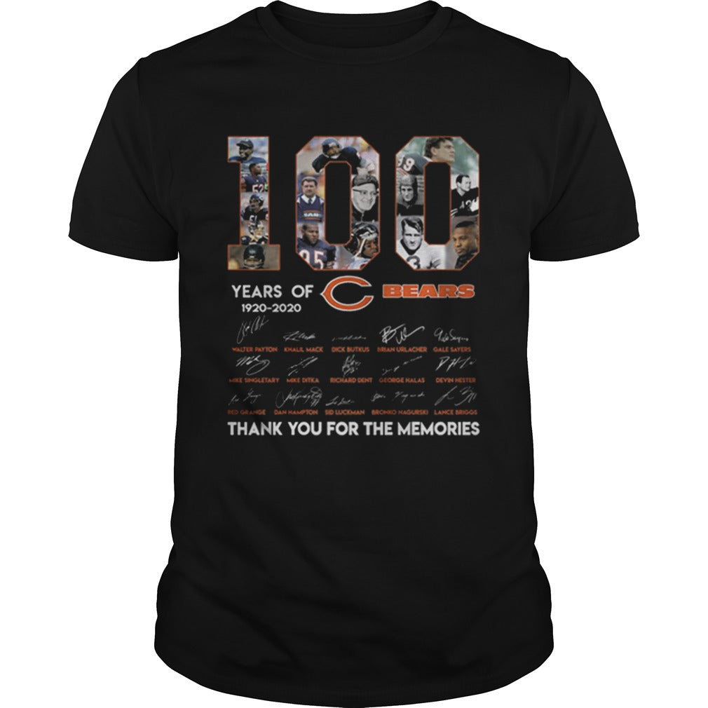 100 years of 19202020 Chicago Bears signatures shirt