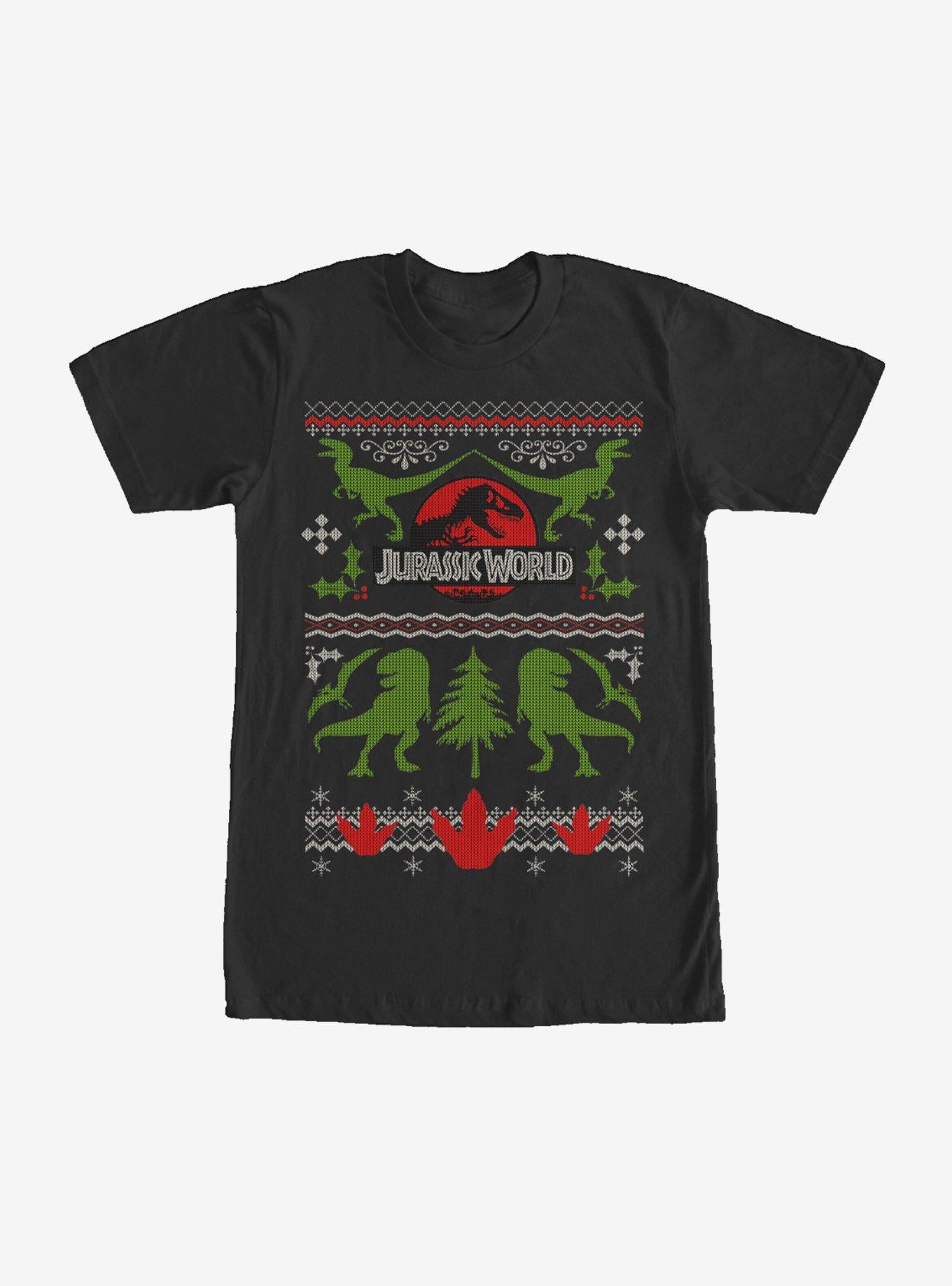 Jurassic Park Ugly Christmas Sweater Print T-shirt | Trendy Graphic Tee | Casual Unisex T-shirt