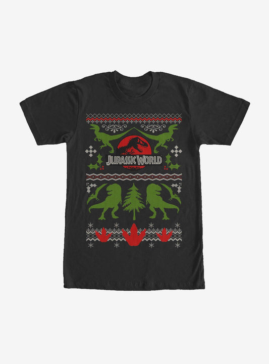 Jurassic Park Ugly Christmas Sweater Print T-shirt | Trendy Graphic Tee | Casual Unisex T-shirt