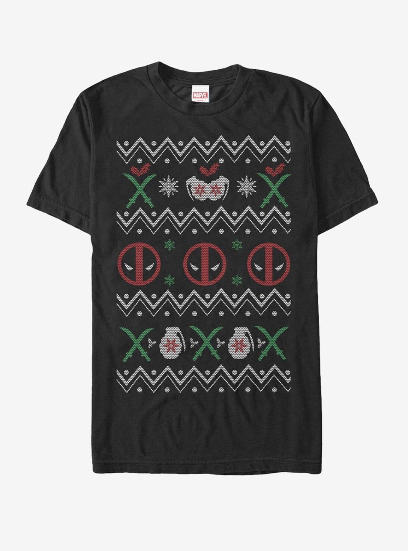 Marvel Deadpool Ugly Christmas Sweater T-shirt | Trendy Graphic Tee | Casual Unisex T-shirt