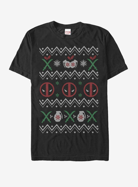 Marvel Deadpool Ugly Christmas Sweater T-shirt | Trendy Graphic Tee | Casual Unisex T-shirt