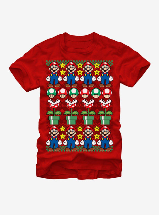 Nintendo Ugly Christmas Sweater Mario TShirt T-Shirt | Seasonal Must-Have | Perfect For Daily Wear