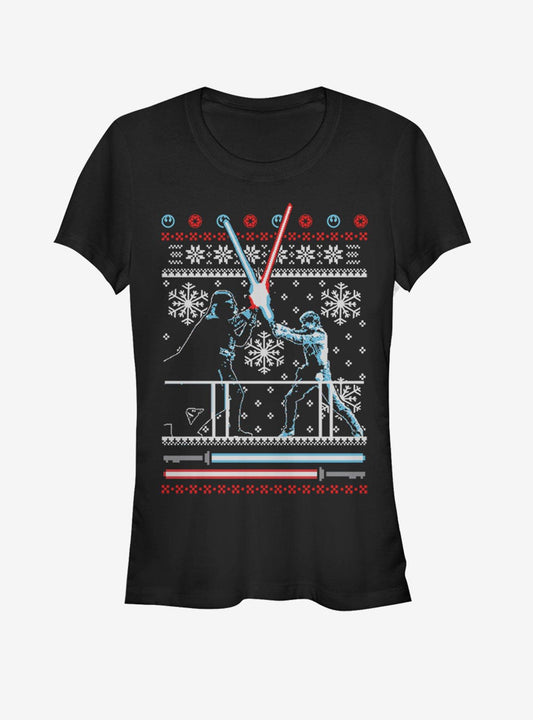 Star Wars Ugly Christmas Sweater Duel Girls T-shirt | Trendy Graphic Tee | Casual Unisex T-shirt